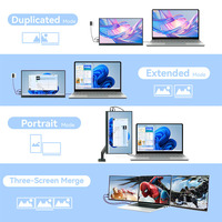 R&E Monitor Eksternal Lipat 15.6 Inch FHD IPS Berkualitas Tinggi, 1 Kabel Plug and Play, Multi Layar, Nirkabel, untuk Perjalanan