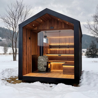 Cabine de sauna finlandaise traditionnelle moderne pour 6 personnes, en bois de cèdre rouge/huile de bouis/épicéa, chauffage électrique infrarouge lointain, bien-être
