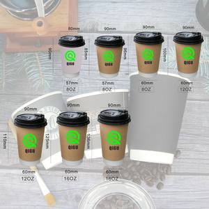 Gobelets jetables à double paroi en papier kraft avec couvercle, personnalisables avec logo, pour <span class=keywords><strong>café</strong></span> chaud, thé, vin et boissons gazeuses - Biodégradables - Product Image 4
