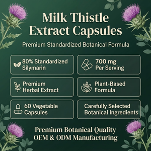 แคปซูลสารสกัดมิลค์ธิสเทิล OEM ODM 700 มก. 60 เม็ด บรรจุภัณฑ์แบบขายส่ง รับผลิตแบรนด์ส่วนตัว - Product Image 2