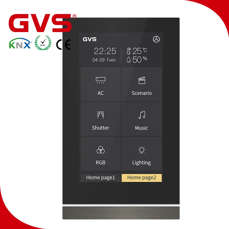 GVS KNX/ EIB इंच टच पैनल प्लस स्मार्ट घर और निर्माण नियंत्रण प्रणाली KNX स्मार्ट होटल के कमरे समाधान प्रणाली
