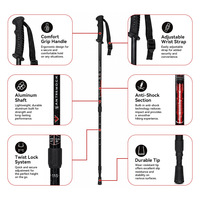 Nouvelle canne de marche télescopique en aluminium pour l'extérieur, réglable, pour la défense personnelle, la randonnée et le trekking