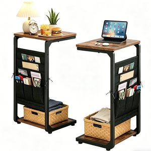 Wood Rhythm <b>C</b> <b>Shape</b> Sofa Side <b>Table</b> With Fabric Storage Bag For Living Room Bedroom Small Apartment - Product Image 5