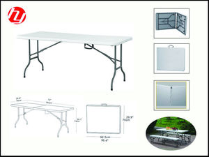 Wholesale Rectangle Lightweight 6FT Long Off-white Portable Outdoor Plastic Folding Table for <strong>Theme</strong> Party and Camping <strong>Picnic</strong> - Product Image 1