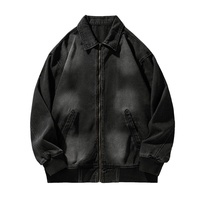 Printemps Automne Causal Lavé Classique Survêtement Homme Fermeture Éclair Col Rabattu Jean Manteaux Vintage Streetwear Denim Vestes pour Hommes