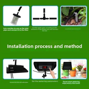 Sistema di irrigazione automatico a goccia F119 ad energia solare con timer <span class=keywords><strong>per</strong></span> piante in vaso da esterno, kit autoirrigante da giardino - Product Image 2