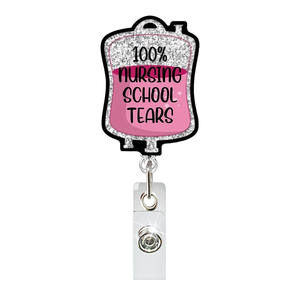 Porte-badge rétractable en acrylique brillant et mignon, vente en gros, personnalisable, avec dos plat en acrylique pailleté pour porte-badges, breloque rétractable pour infirmière - Product Image 3