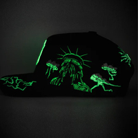 Nueva Llegada, Gorras de Béisbol Casuales de 5 Paneles con Logotipo Personalizado, Bordado Luminoso Thunder, Visera Curva, Diseño de la Estatua de la Libertad