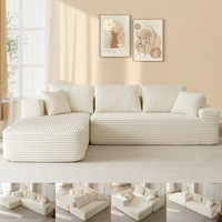 Canapé modulaire en velours côtelé blanc moderne, canapé en forme de L rembourré pour salon