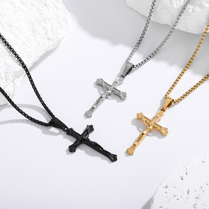 Jésus <span class=keywords><strong>Crucifixion</strong></span> Croix Pendentifs En Acier Inoxydable Religieux Chrétien - Product Image 3