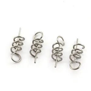 Hengsheng Soft Lure Bait Spring Twist Lock Outdoor Fishing Crank Hook Centering Pin for Soft Lure Bait Worm Crank