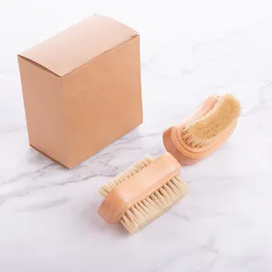 2pcs set Hot Boar Bristle Fingernail and Toenail Cleaning Scrubber Tool Double Sided Handheld Wooden Nail Cleaning Scrub Brush