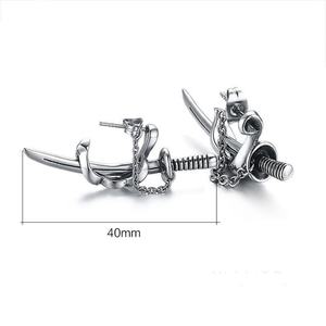 10 Pair Punk Style Samurai Sword <b>Earrings</b> <b>Male</b> Trend Alloy Accessories with Exaggerated Personality for Party Gift Engagement - Product Image 3
