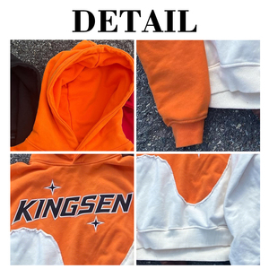 เสื้อฮู้ดดี้พิมพ์ลายกราฟิกปักตัวอักษรโลโก้แบบกำหนดเอง ผ้าคอตตอน 100% หนัก 420 กรัม ทรงหลวมไหล่ตก ดีไซน์เนอร์ ซับลิเมชั่น - Product Image 6