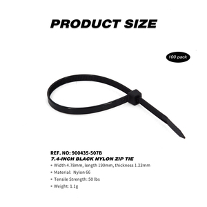 100 piezas de 7,4 pulgadas de nailon negro Zip Ties Heavy Duty 50lbs Fuerza industrial Bridas para cables para herramientas de limpieza de automóviles - Product Image 2