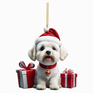Décoration de Noël en acrylique, pendentif plat pour voiture, cadeau de Noël, nouveau pendentif décoratif pour chien de Noël - Product Image 4