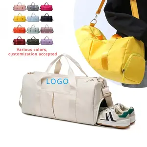 Personalizável Grande Aptidão Nylon Duffle GYM Saco Feminino Peso Leve Durável Impermeável Viagem Duffel Bag Com Compartimento De Sapatos