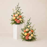 Composition florale en soie faite à la main, style jardin français vintage, roses et hortensias artificiels, décoration de sol pour allée de mariage