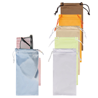 Pochette à cordon en microfibre douce pour lunettes de soleil, 18x9cm, étui de rangement portable unisexe pour lunettes, idéal pour les voyages