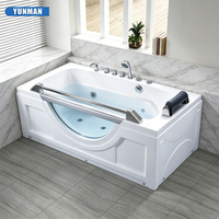 Baignoire autoportante rectangulaire moderne et minimaliste en acrylique blanc avec massage à bulles d'air certifiée CE pour hôtel et villa