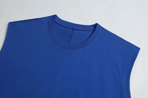 Kaos Sorona Tanpa Lengan Model Amerika Leher Bulat Bahu Lebar untuk Pria, Cocok untuk Olahraga dan Kebugaran Basket - Product Image 5