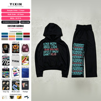 Ensemble de survêtement streetwear Y2K personnalisé pour homme avec sweat à capuche brodé et patchs usés – Usine de vêtements pour marques d'influenceurs