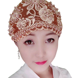 หรับผู้หญิงผ้าโพกหัวผ้าโพลีเอสเตอร์ผูกโบว์แบบปรับแต่งได้หมวกแก๊ปผ้าโพกหัวสไตล์อาหรับพิมพ์ลายระบายอากาศได้ผ้าทอสี่ชิ้น - Product Image 1