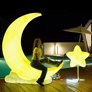 Motivo a Led decorativo paesaggio esterno luce Dia 128cm mezza <span class=keywords><strong>luna</strong></span> e stella illuminazione a mezzaluna RGB Led luce d'atmosfera - Product Image 1