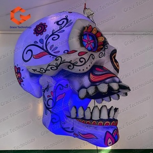 Esqueleto Inflable de Halloween, Cabeza de <span class=keywords><strong>Zombie</strong></span> Inflable con Luz LED para Decoración de Festivales - Product Image 6
