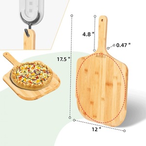 Planche à pizza en bambou, planche à découper en bois pour servir et cuisiner la pizza, couleur bois naturel, bois massif, style simple - Product Image 2