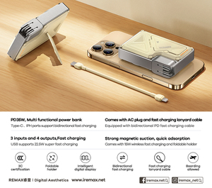 Cp-16 Banco de Energía de 10000 mAh, Carga Rápida de 35 W, Enchufe Magnético Inalámbrico de 15 W y Bancos de Energía Portátiles <span class=keywords><strong>2</strong></span> en 1 - Product Image 4