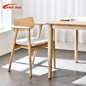 Chaise de salle à <span class=keywords><strong>manger</strong></span> moderne en bois de frêne, avec accoudoirs et dossier confortable, idéale pour hôtel et appartement - Grande Vente - Product Image 2