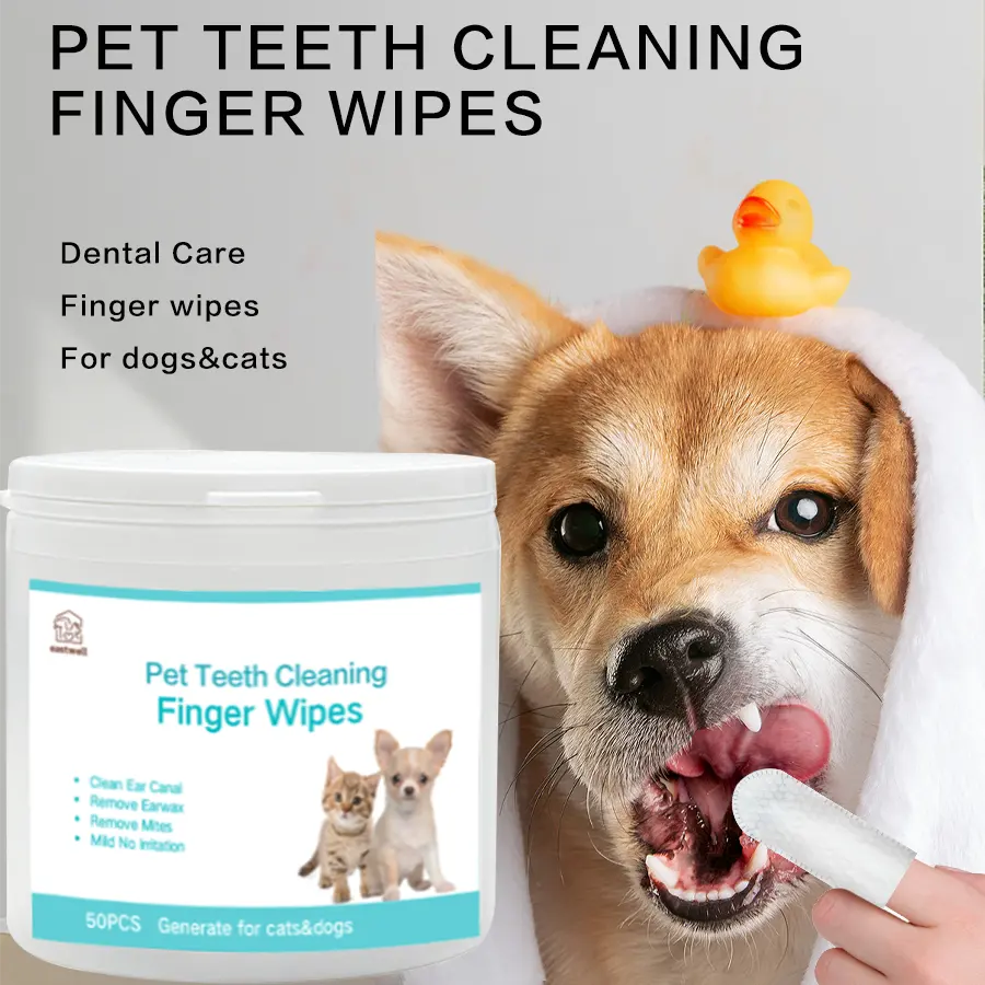 مناديل منظفة للأسنان PET طبيعية لا تحتاج إلى شطف لتنظيف أسنان الإصبع للكلاب والقطط تقضي على رائحة التعب عن طريق إزالة الجلد الصناعي والتركيبات الجردية