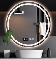 Miroir rond moderne à LED mural avec interrupteur tactile, écran intelligent pour salle de bain avec éclairage LED intégré