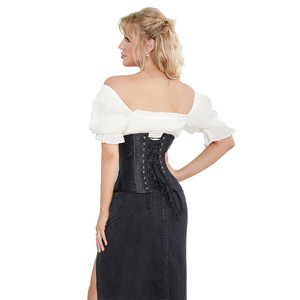 Corset vintage à 5 boutons sous le buste pour femmes, <span class=keywords><strong>gaine</strong></span> amincissante à 14 baleines en acier, bustier court, soutien dorsal, taille fine - Product Image 6