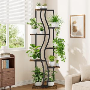 ชั้นวางดอกไม้สำหรับงานแต่งงาน สำหรับจัดแสดงในร้านค้า ชั้นวางต้นไม้ทรงสูง 7 ชั้น พร้อมไฟปลูกต้นไม้ในร่ม ชั้นวางต้นไม้เข้ามุม ชั้นวางโลหะชุบโครเมียม - Product Image 1