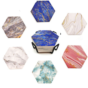Sous-verre en céramique hexagonal rond <span class=keywords><strong>isolant</strong></span> thermiquement, tapis de tasse carré, sous-verre vierge en céramique pour sublimation, personnalisation du design - Product Image 2