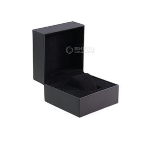 High Quality Pu <b>Leather</b> & Velvet Rectangle Square <b>Watch</b> <b>Box</b> Black Color Luxury Packaging - Product Image 6