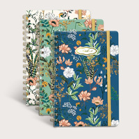Bloc-notes à spirale A5 à couverture rigide, relié par bobine, motif floral, pages lignées – Approvisionnement exclusif transfrontalier