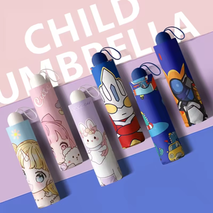 Parapluie de sécurité réfléchissant personnalisé 8K manuel à trois volets Dessin animé mignon Stock d'usine Enfants Protection solaire contre la pluie Cadeaux d'affaires pour les voyageurs - Product Image 2