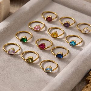 18K chapado en oro no se deslustre joyería de acero inoxidable delicado circón eternidad anillo apilable fino - Product Image 4
