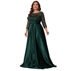 <span class=keywords><strong>Robe</strong></span> de soirée en satin grande taille SJ IMPEREA, manches 3/4, dentelle à paillettes, <span class=keywords><strong>robe</strong></span> de cérémonie avec poches <span class=keywords><strong>pour</strong></span> la <span class=keywords><strong>mère</strong></span> de la mariée, invitée de <span class=keywords><strong>mariage</strong></span> - Product Image 2