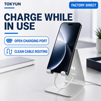 Support de téléphone en aluminium, support de tablette, support de téléphone de bureau, une seule pièce, sans charnières, stable, hauteur réglable, câble anti-corrosion