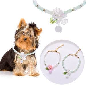 Nuevo collar de Mascota de flor de cuentas de arroz de estilo chino, collar de joyería de gato y perro de estilo antiguo pequeño y fresco - Product Image 2