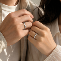 Ensemble de bagues de fiançailles pour couple, bague pour femme, D VVS1 Moissanite, bagues minimalistes, argent sterling S925, bijoux fins en Moissanite