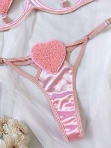 Conjunto de Lencería Sexy para Mujer, Bikini Rosa con Aberturas, Estilo Femenino y Juvenil, Sujetador de Tres Puntos - Product Image 5