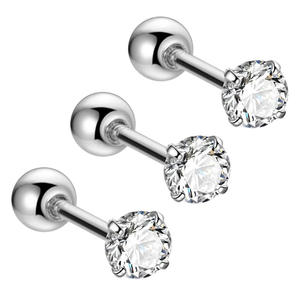 Clous d'oreille en alliage de titane F136 avec zircon, quatre griffes, filetés, clous d'oreille en os, bijoux de piercing corporel à la mode européenne et américaine - Product Image 5