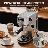 Machine à expresso semi-automatique compacte MIELUX Electric 20 Bar en acier inoxydable avec buse vapeur, pour la maison, l'hôtel et les baristas.
