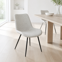 Chaise de salle à manger ergonomique en forme de coquille, design mi-siècle, rembourrée avec coussin profond et pieds en métal évasés, idéale pour la salle de bain