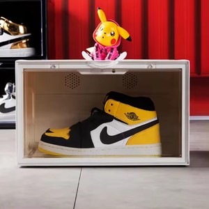 Caixa de armazenamento para sapatos com porta magnética, caixa de plástico com sensor de LED ativado por voz, com luzes, multifuncional e moderna - Product Image 2
